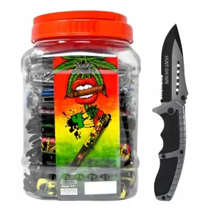 Premium Tactical Folding Knives Jar - Assorted Designs (52 count Display)
