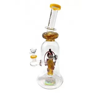 12.5" BIIGO Glass By Lookah Bell Bottom Devil Eye Perc Water Pipe Rig (Yellow) - [GT036-YL]