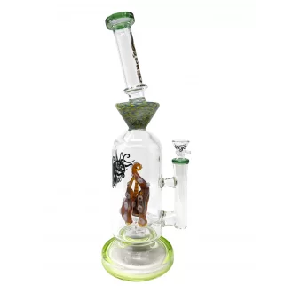 14" BIIGO Glass By Lookah Octopus Tentacle Perc Straight Water Pipe Rig (Green) - [GT048]