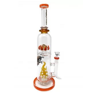 BIIGO Glass By Lookah - 15.5" Duo CreepGaze & TentaFun Perc Water Pipe - Orange  [GT057]