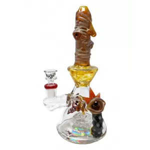 10" BIIGO Glass By Lookah Red Multi Devil Eye Matrix Perc Beaker Water Pipe - [GT064-RD]