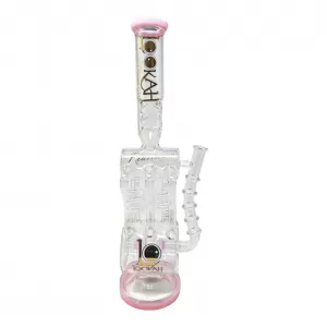 17.5" Lookah Double Spiral Coil & Double Drum Perc Recycler Water Pipe - [WPC758]