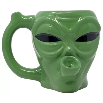 High Point Ceramic Green Alien Mug Hand Pipe - [PM062]