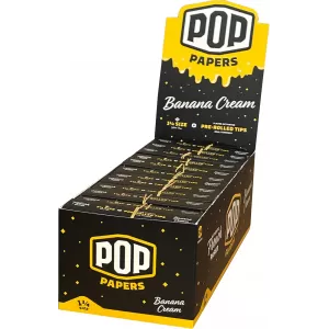 POP PAPERS Unbleached 1¼ Size Rolling Papers w/ Flavored Tips - 24ct Display