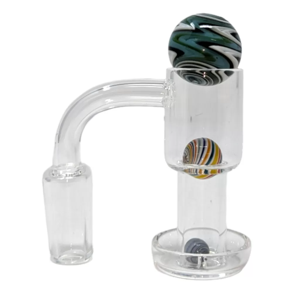 Terp Slurper/Vacuum Quartz Banger,with Full Set Of USA Assorted Color Carb Cap 20mm/12mm/6mm beads Set-14mm Male/90 Angle
