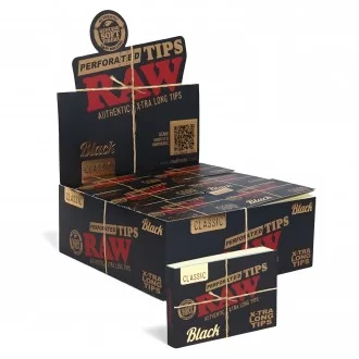 RAW® - Black Xtra Long Perforated Tips (40ct) - Display of 36
