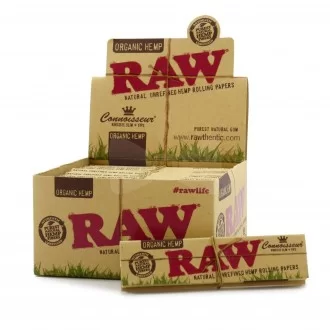 RAW Organic Hemp Connoisseur Rolling Papers King Size With Tips 32ct - 24pk Display