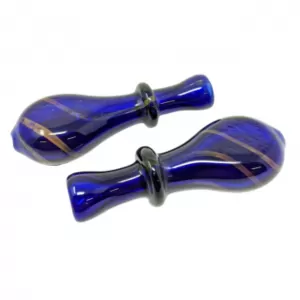 3.3" Blue Body Gold Streak Round Mouth Chillum Hand Pipe - (Pack of 2) [RKP219]