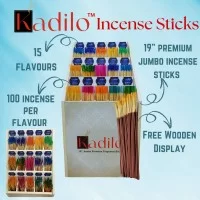 19" Kadilo Jumbo Incense Sticks Wooden Display – 15 Flavors – 100 Sticks per Flavor