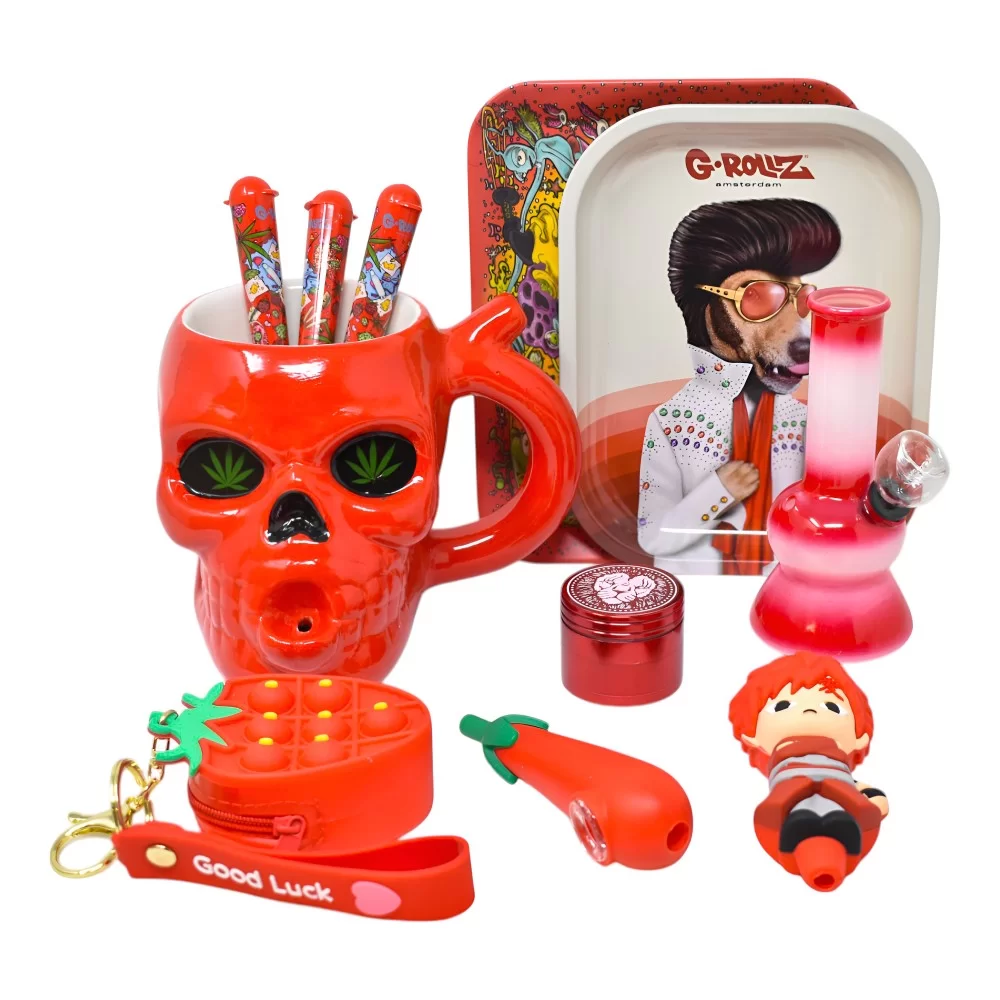 Premium Red Smoking Gift Bundle - Limited Edition Holiday Bundle Premium Red Smoking Gift Bundle - Limited Edition Holiday Gift Set for Smokers