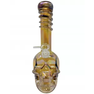 10" Rainbow Skull Soft Glass Water Pipe - Glass On Glass [E1182G]