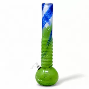 16" Ribbed Neck with Design Ombre Soft Glass Water Pipe - Glass On Rubber [MA-1610]