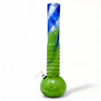 16" Ribbed Neck with Design Ombre Soft Glass Water Pipe - Glass On Rubber [MA-1610]