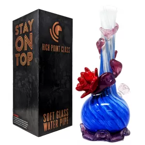 High Point Glass - 14" Ruby Petals Vine Themed Water Pipe - [MAHE-1407]