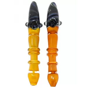 8.5" Gold Fumed Spiral Head Multi Rim Steamroller Hand Pipe - (Pack of 2) [STJ98]
