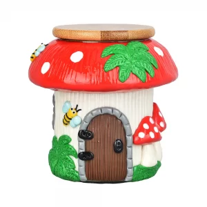 Whimsical Mushroom House Stash Jar