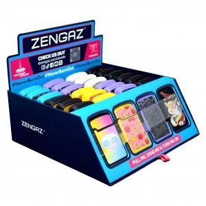 ZENGAZ Windproof Lighter Bullet Display - Assorted Designs (28CT Display)