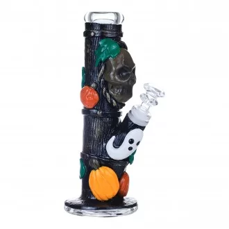 Clover Glass - 9" Dark Wood Skull Pumpkin Patch Water Pipe