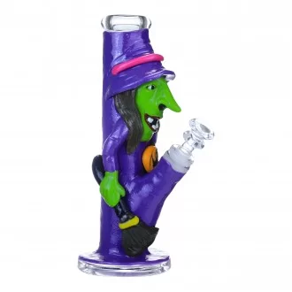 Clover Glass - 9" Ghostly Green Witch Water Pipe - Glow in the Dark