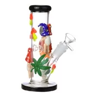 Clover Glass - 8" Frogs Puff & Perch Water Pipe - Glow in the Dark