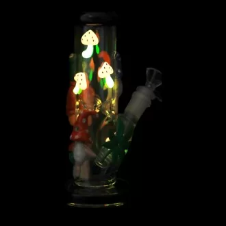 Clover Glass - 8" Frogs Puff & Perch Water Pipe - Glow in the Dark