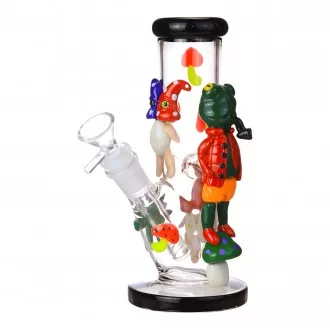 Clover Glass - 8" Frogs Puff & Perch Water Pipe - Glow in the Dark