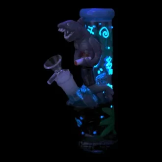 Clover Glass - 8" DinoMan 420 Water Pipe - Glow in the Dark [BK-5074]