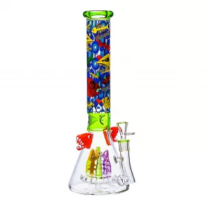 Cheech - 15" Colorfull, Whimsical Shark Themed Water Pipe - [CHE-374]