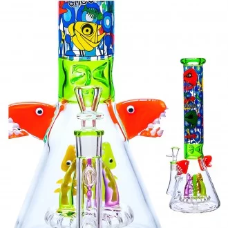 Cheech - 15" Colorfull, Whimsical Shark Themed Water Pipe - [CHE-374]