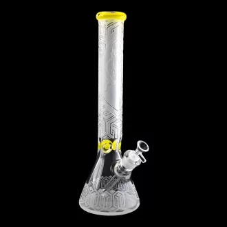15.5" Skull Engraved Frosted Beaker Water Pipe - [CLD01]