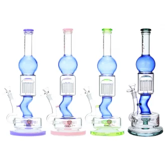 Chill Glass - 15.5" Globular Rippleicious Dual Perc Water Pipe [JLB-12]