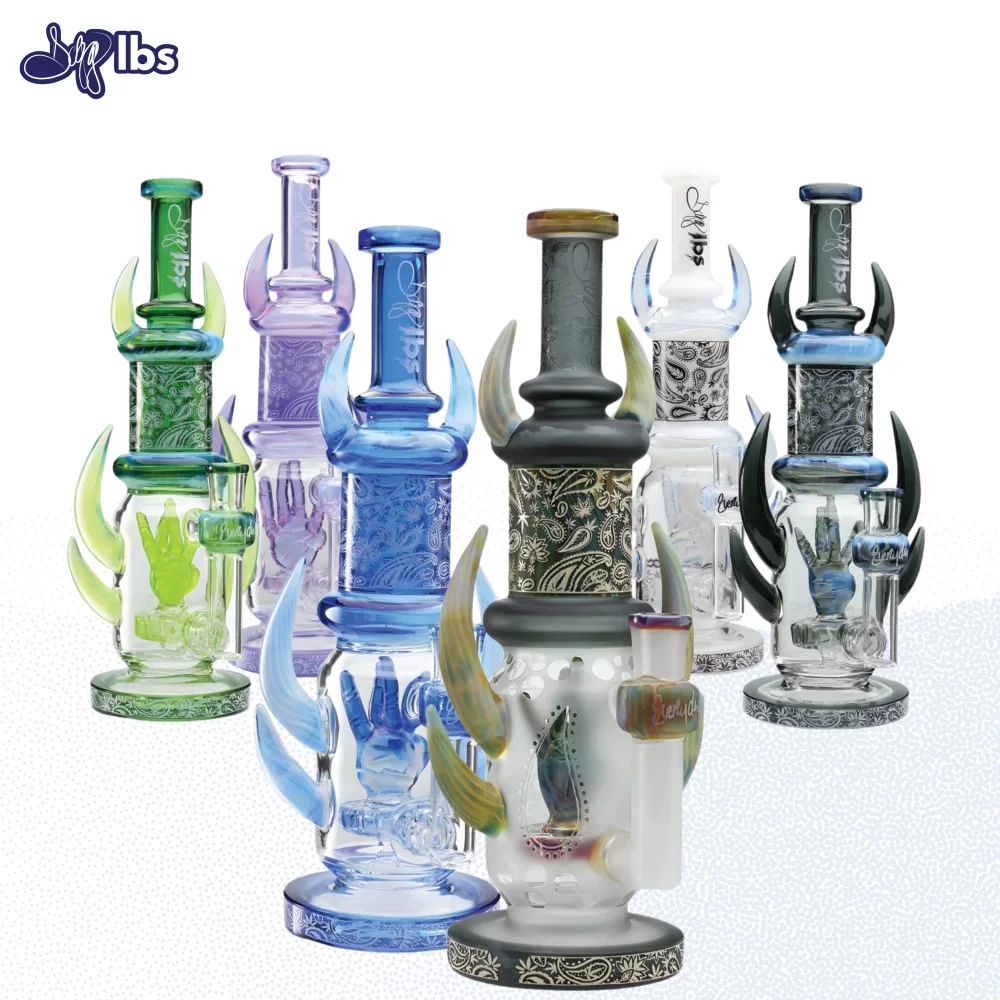 12-inch Dogg Lbs Westside Rider water pipe with silver-fumed glass and paisley design