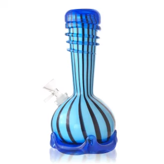 10" Crown Base Striped with Hat Soft Glass Water Pipe - Glass On Glass [E5800M8G]