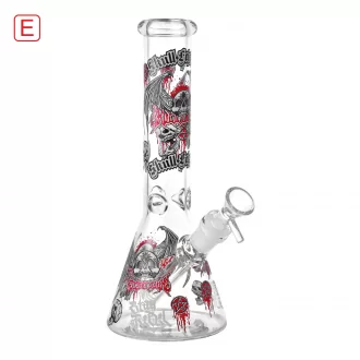 10" Skull & Gothic-Theme Beaker Water Pipe - Glow in the Dark [ES25108]