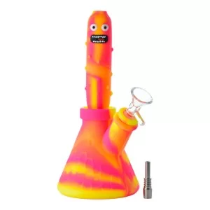 8" Silicone 2 in 1 Pickle Water Pipe and Nectar Collector Set - Assorted Colors