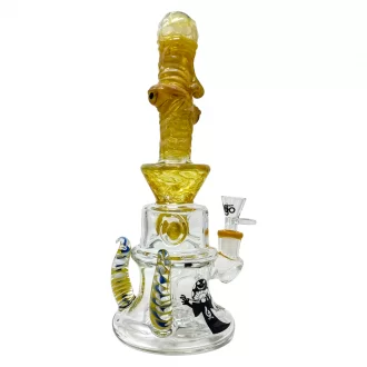 BIIGO Glass By Lookah - 12" Horn Harmony Poly-Optic Shower Head Perc Water Pipe [GTG-19]