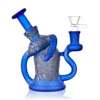 On Point Glass - 5.5" Frosted Art Series Recycler Water Pipe - [HAJ241209]