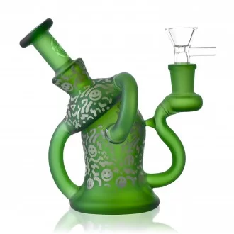 On Point Glass - 5.5" Frosted Art Series Recycler Water Pipe - [HAJ241209]