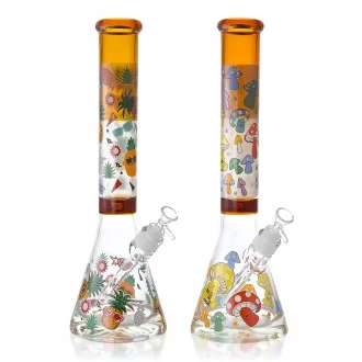 16" 25mm Thick Base Glow In The Dark Art Beaker Bong - Pineapple