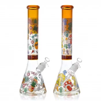 16" 25mm Thick Base Glow In The Dark Art Beaker Bong - Pineapple