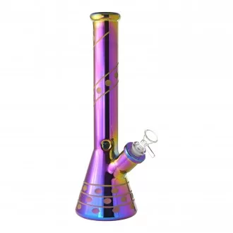 13" Spiral Dot Electroplated Beaker Water Pipe - Assorted [HXCP103E]