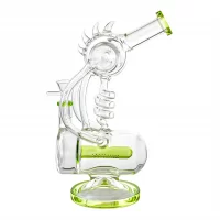 11" Multi Spike Spiral Inline Perc Recycler Water Pipe - [HXCP133]
