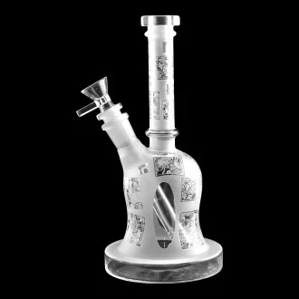 9" Clear Regal Emblem Frosted Water Pipe - [HXCP149S]