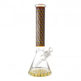 16" 25mm Thick Base Glow In The Dark Checkers Art Beaker Bong 