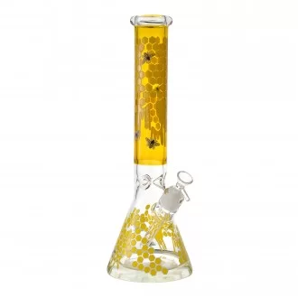 16" 25mm Thick Base Glow In The Dark Honeydrip Art Beaker Bong