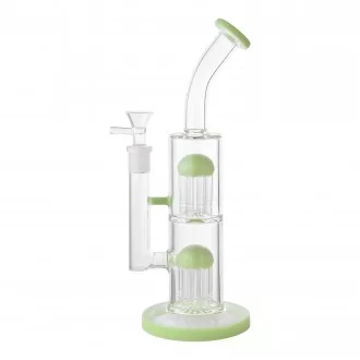 11" Double Tree Perc Cylindrical Water Pipe - [HXCP349]