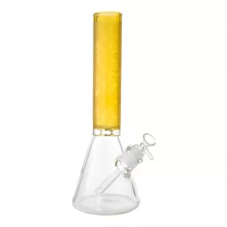 14" Echoes Of Geometry Sandblasted Beaker Water Pipe - Yellow [HXCP388]