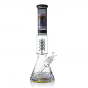 16" 25mm Thick Base Wig Wag Art Spiral Perc Beaker Bong - Assorted Colors