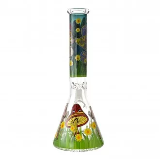13" 25mm Thick Base Mushroom Art Beaker Bong - Assorted Colors
