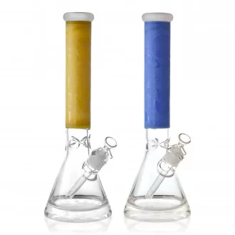 On Point Glass - 15" Sand Blasted Art 25mm Thick Base Beaker Bong